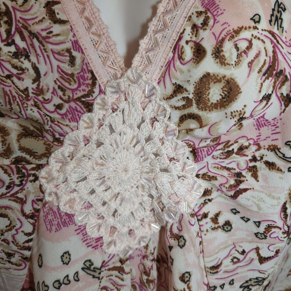 ❤️ 4/$20 Denim 24/7 top Women's 26W floral embellished blouse embroidery beaded - Picture 5 of 16